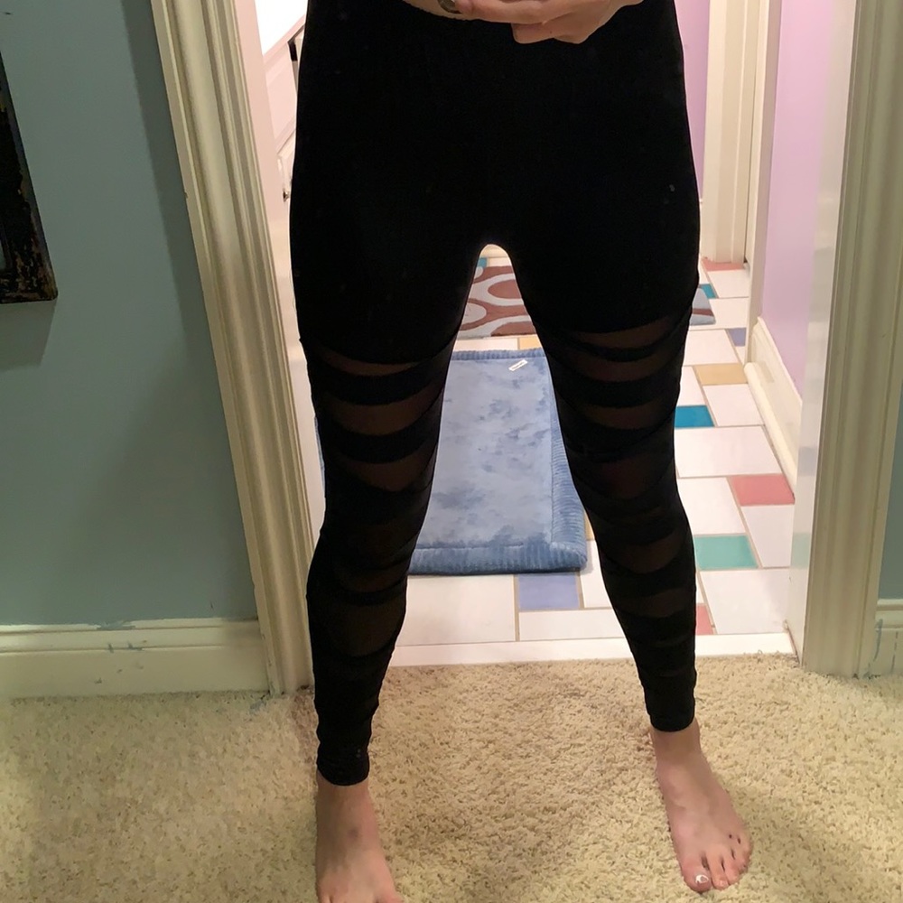 Sheer striped leggings